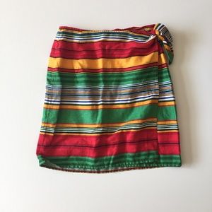 Vintage Red Stripe Wrap Linen High Waist Skirt 8 M